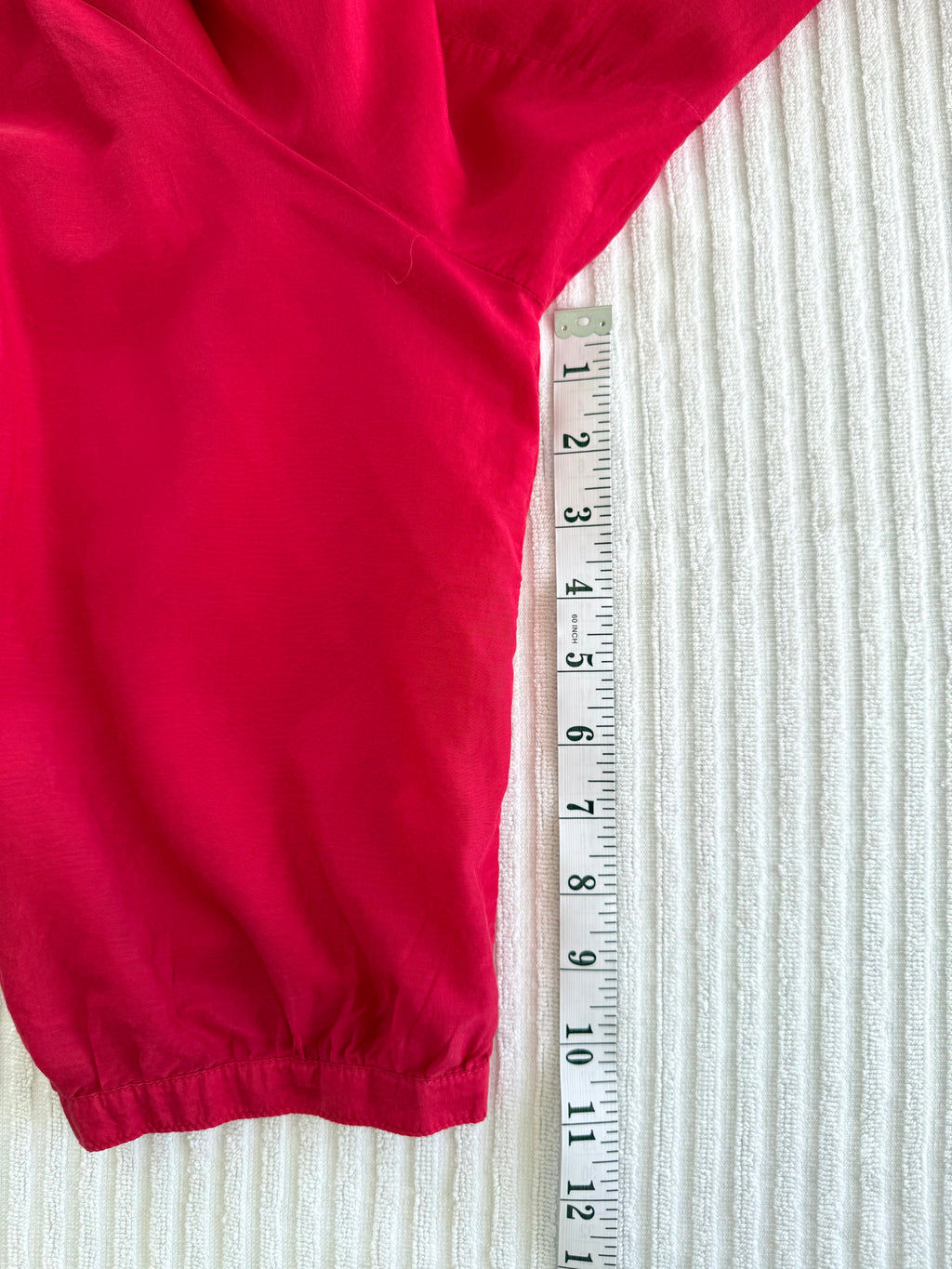 Marks & Spencer Autograph Cotton Silk Pintuck Tunic — Cyclamen Pink | 3/4 Sleeve | UK 20 (CDN 2X/18-20) at Blue Sparrow Shop  measuring 11" sleeve