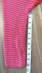 Melanie Lyne pink and red colourblock open knit sweater lightweight mesh pullover measuring 10" sleeve