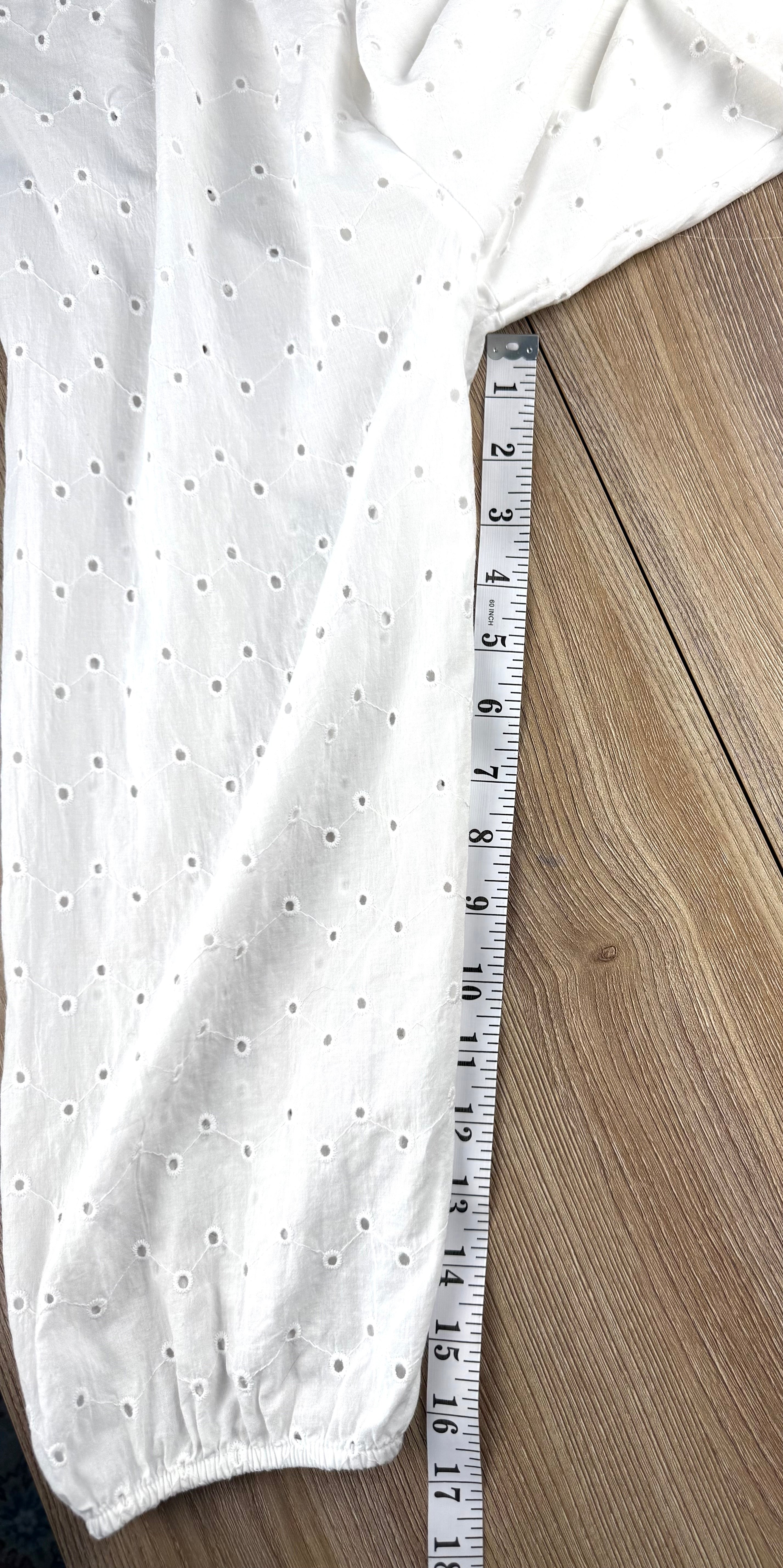 Mexx White 100% Cotton Eyelet Off-Shoulder Top measuring 17" sleeve 