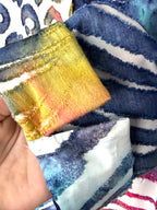 Minkas blouse or jacket multicoloured jacket close up of cuff detail 
