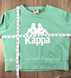 Mint green Kappa cropped sweatshirt inside label 80% cotton sweatshirt measuring 38" bust and 17.5" shoulder to hem