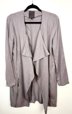 Grey Minus Copenhagen Afrah Blazer|Jacket with waterfall detail in front  on hanger
