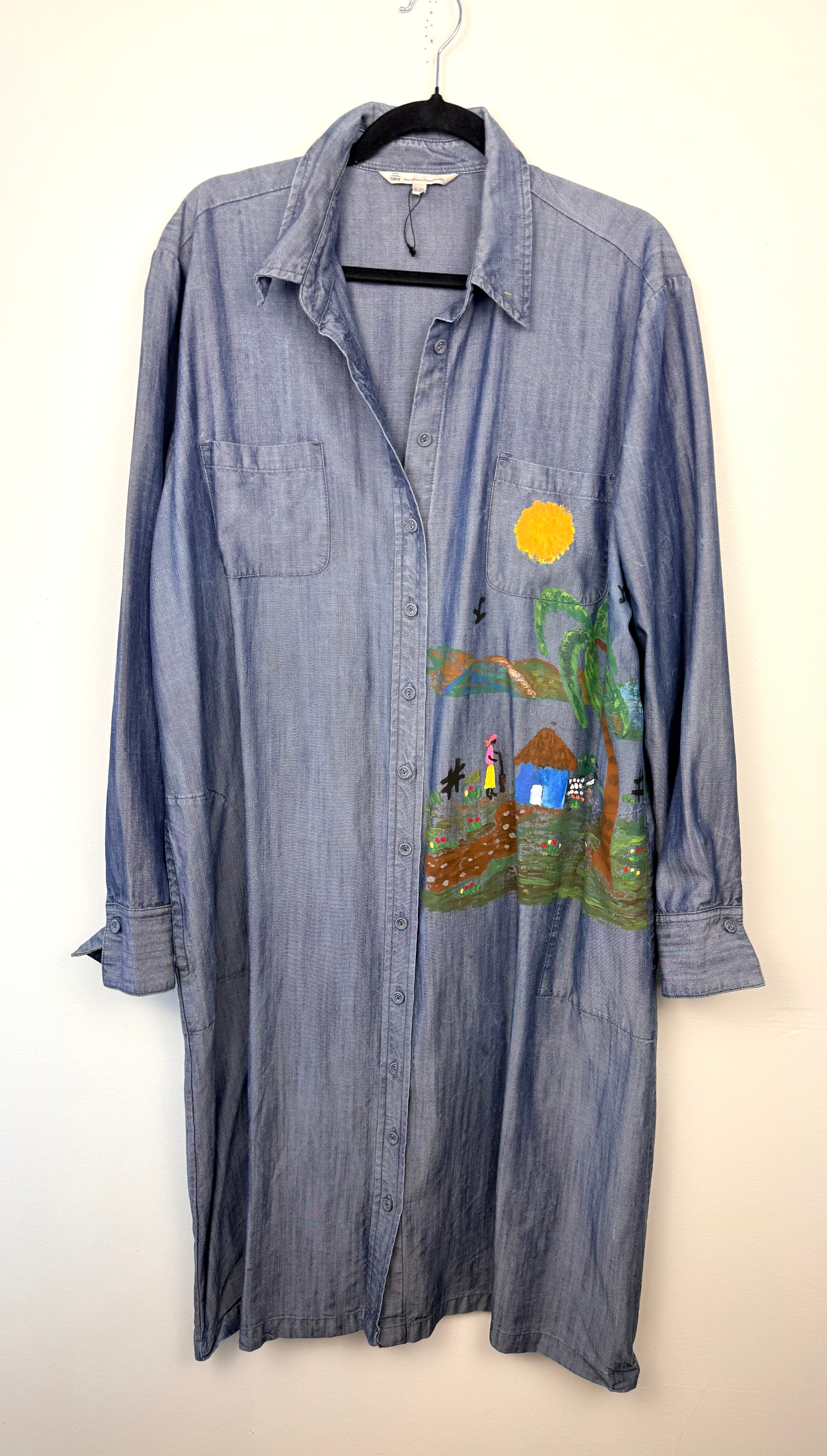 NWOT 100% Tencel Tilley Handpainted Denim Jacket | Size 2X on hanger
