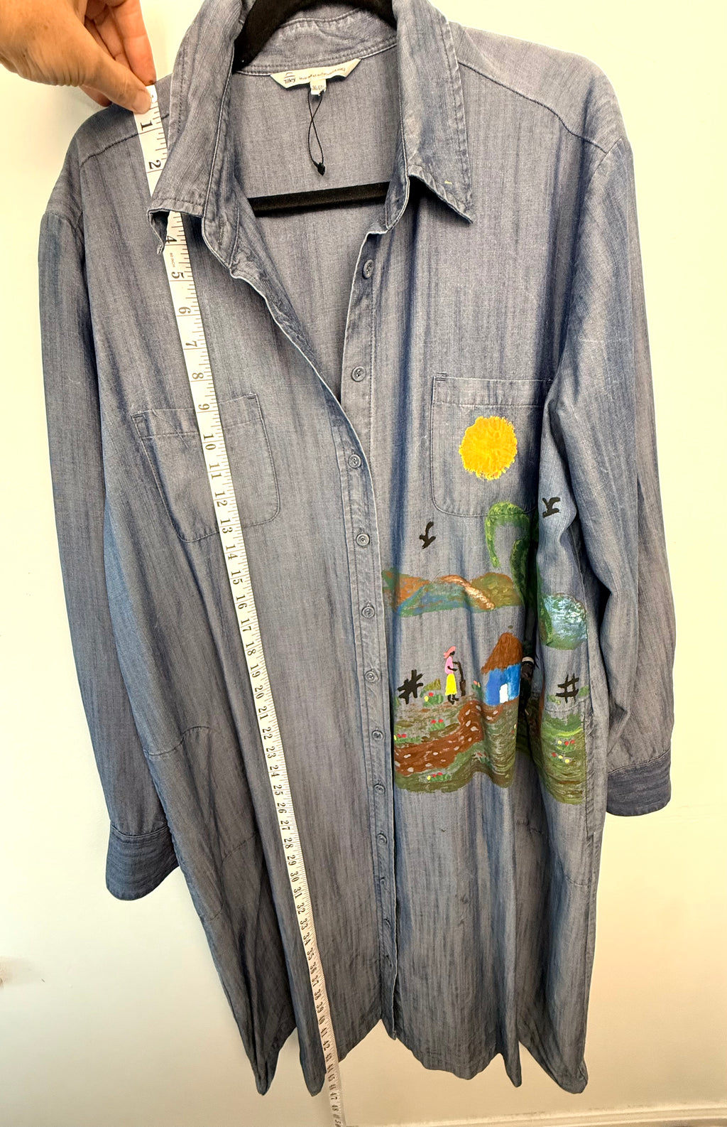NWOT 100% Tencel Tilley Handpainted Denim Jacket | Size XXL measuring 44" length