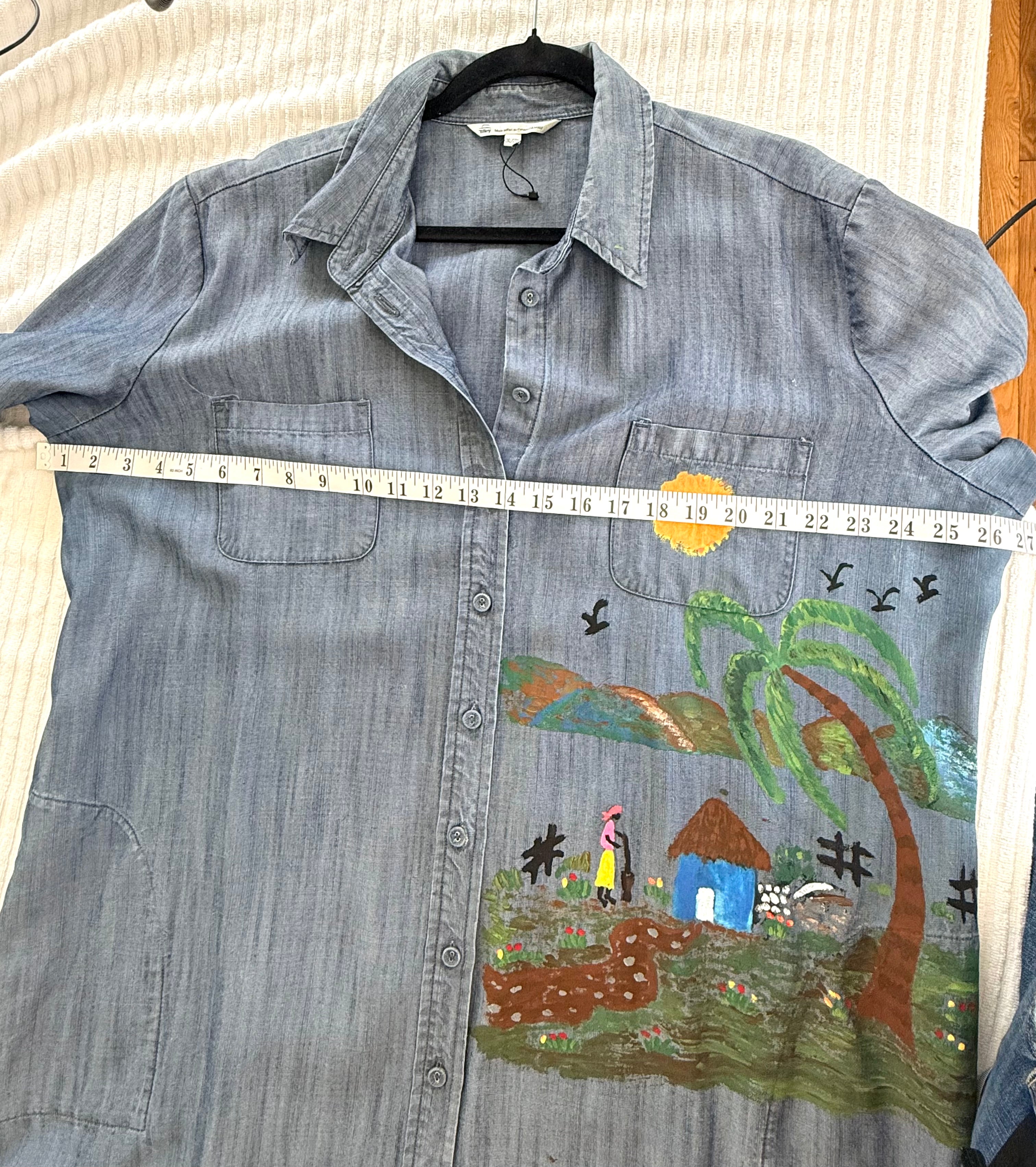 NWOT 100% Tencel Tilley Handpainted Denim Jacket | Size XXL measuring 54" bust