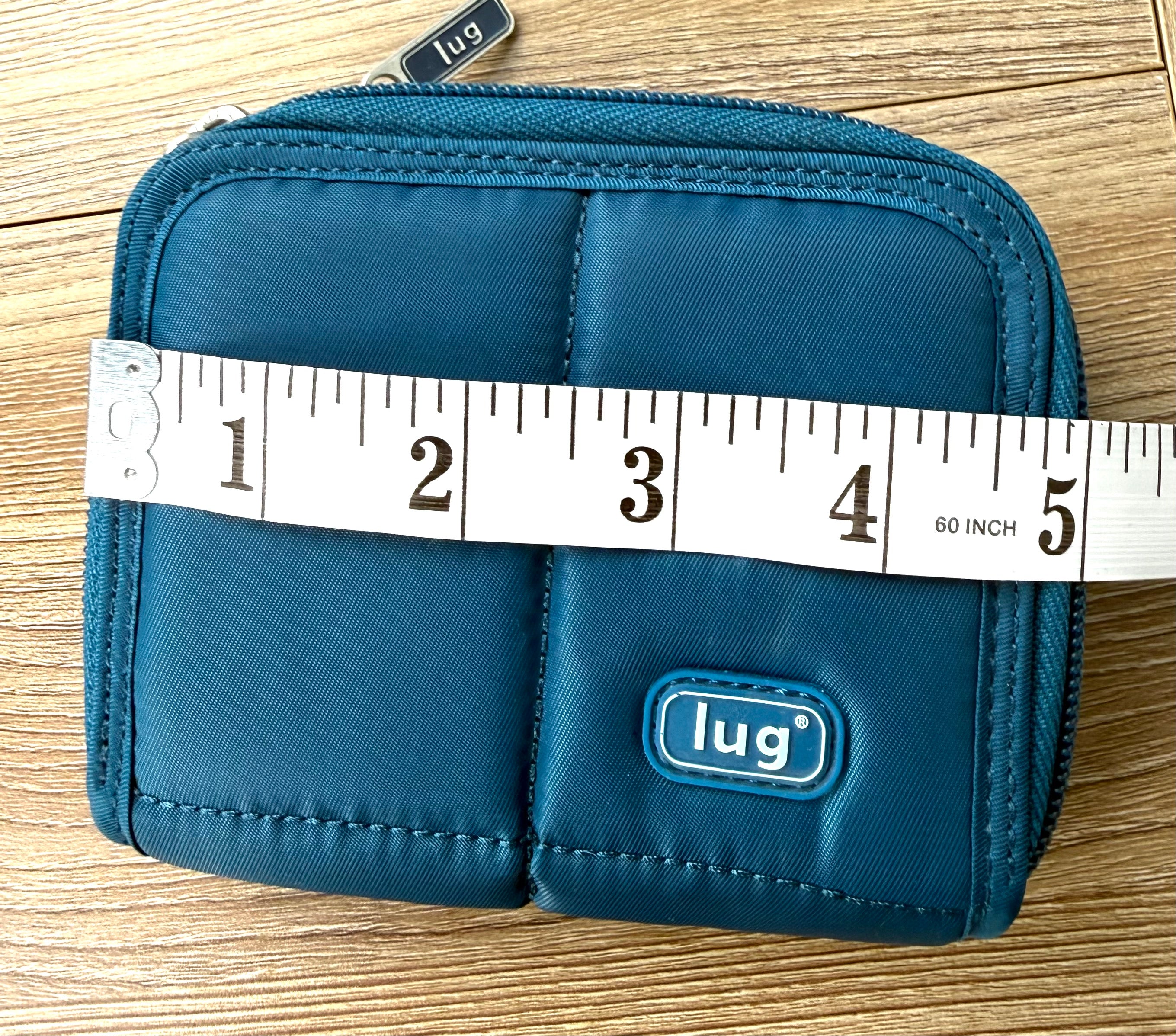 NWOT Lug Double Zip Wallet measuring about 5" wide