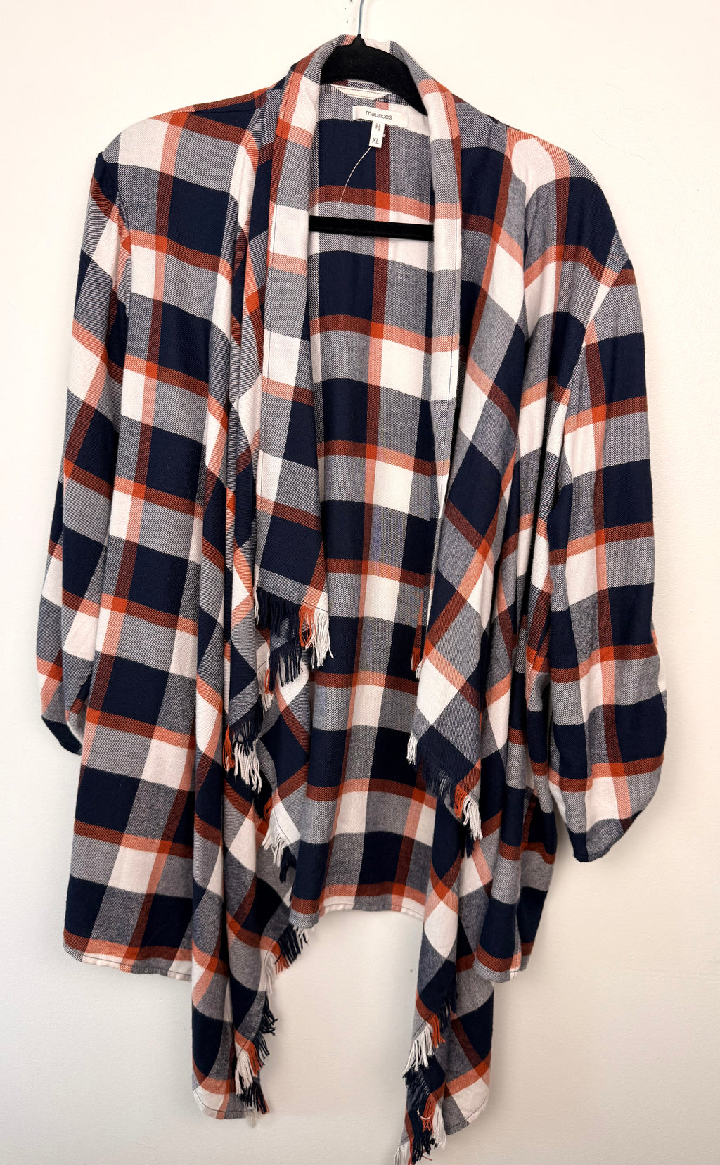 NWOT Plaid Jacket with Fringe Detail | Size XL on hanger
