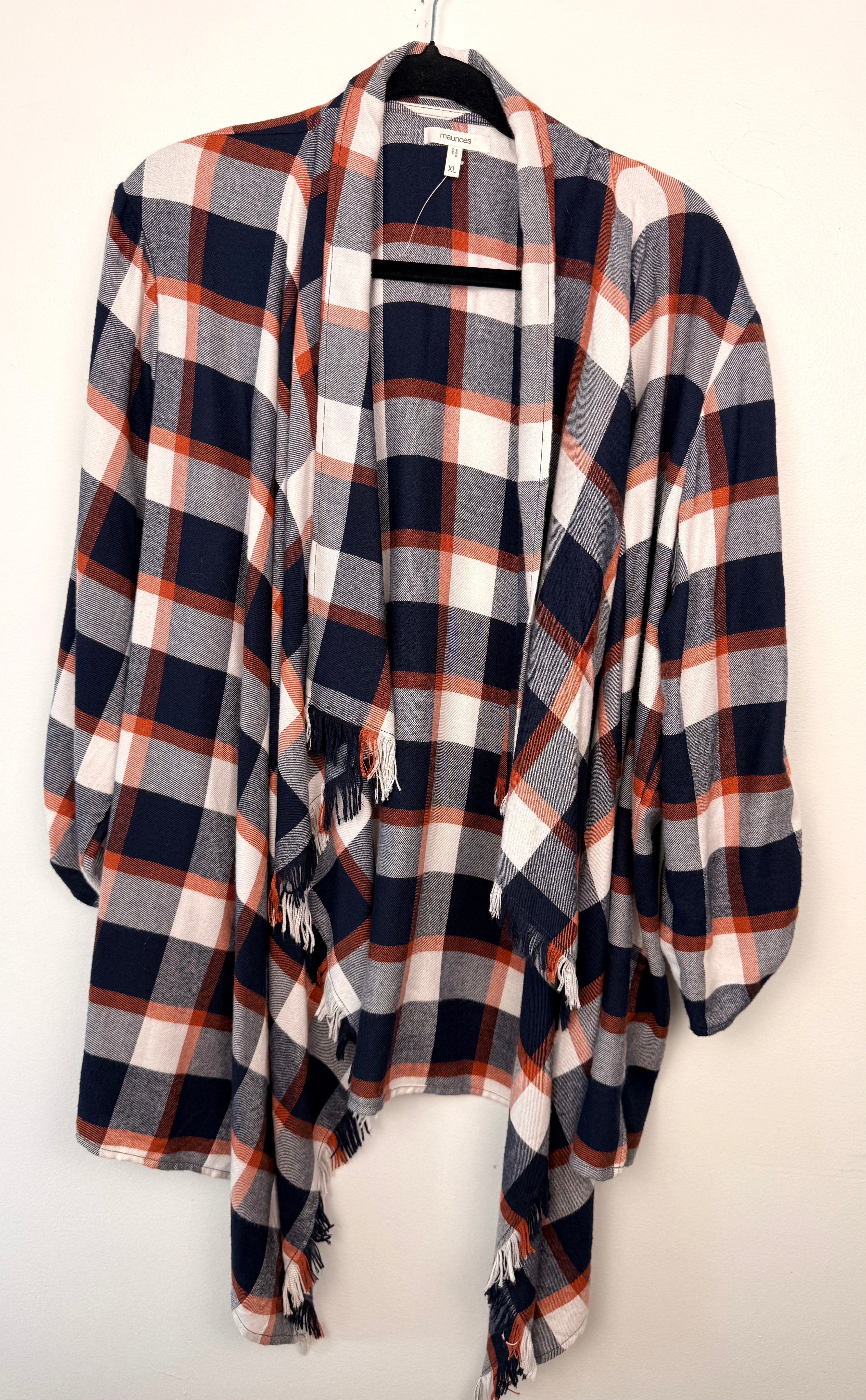 NWOT Plaid Jacket with Fringe Detail | Size XL on hanger