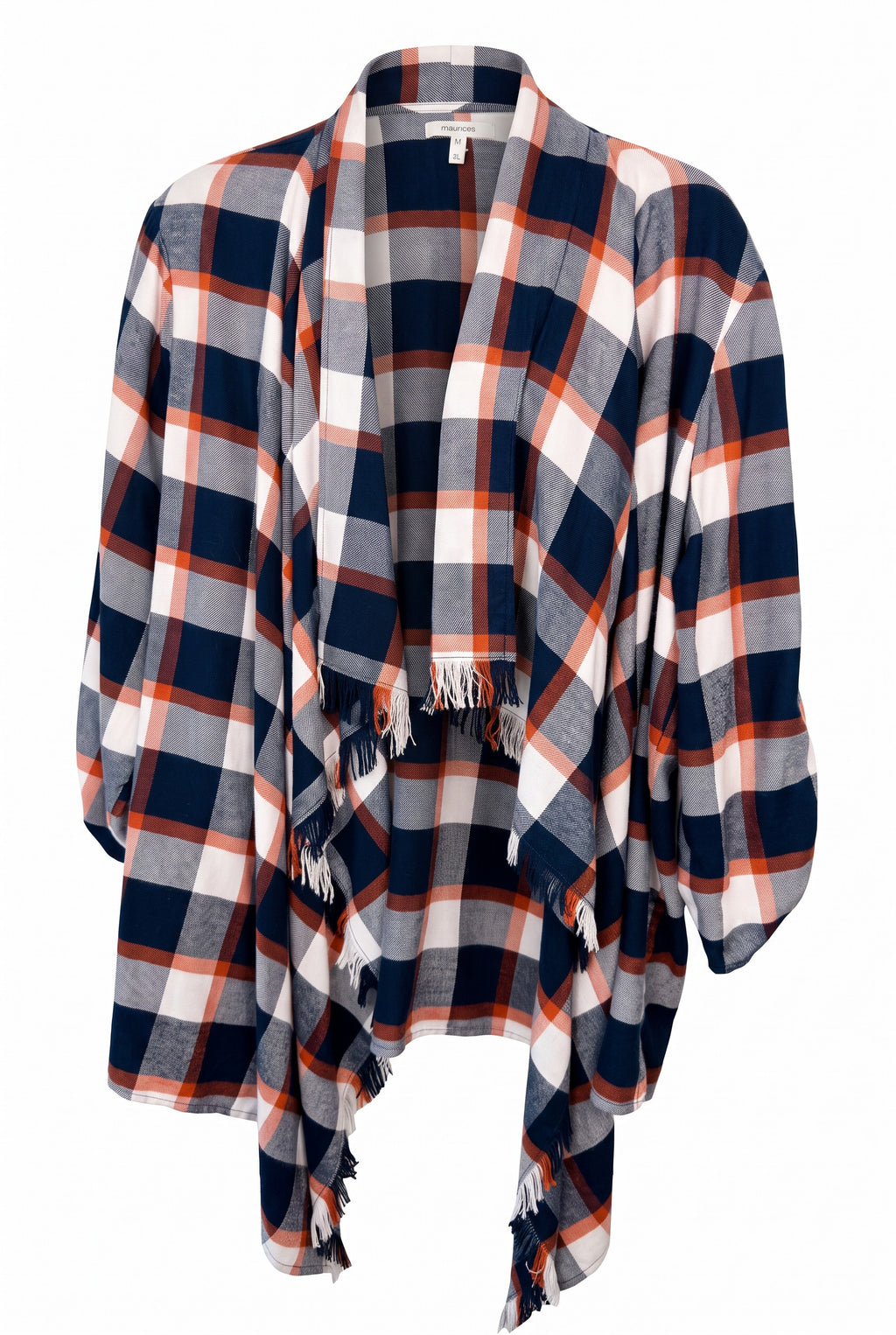 NWOT Plaid Jacket with Fringe Detail | Size XL on white background