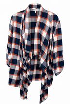 NWOT Plaid Jacket with Fringe Detail | Size XL on white background