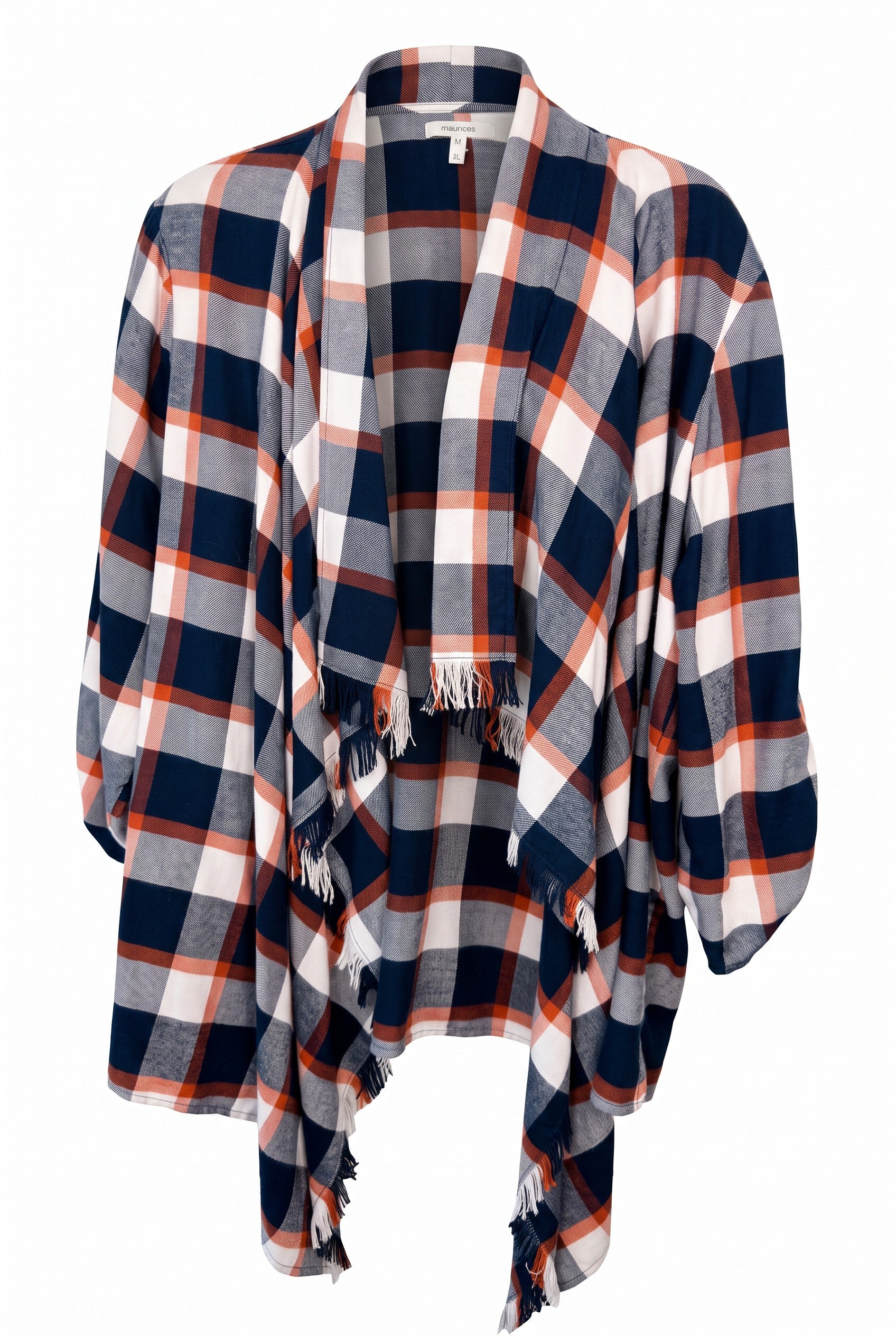 NWOT Plaid Jacket with Fringe Detail | Size XL on white background