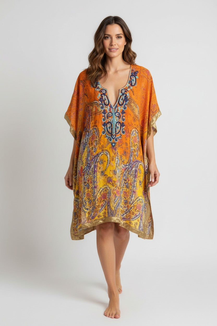 NWT Boho Beaded Kaftan Top | One Size