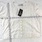 NWT 100% Cotton Embroidered Button-Front Top | Size M at Blue Sparrow Shop  measuring 40 bust and 20" shoulder to hem 