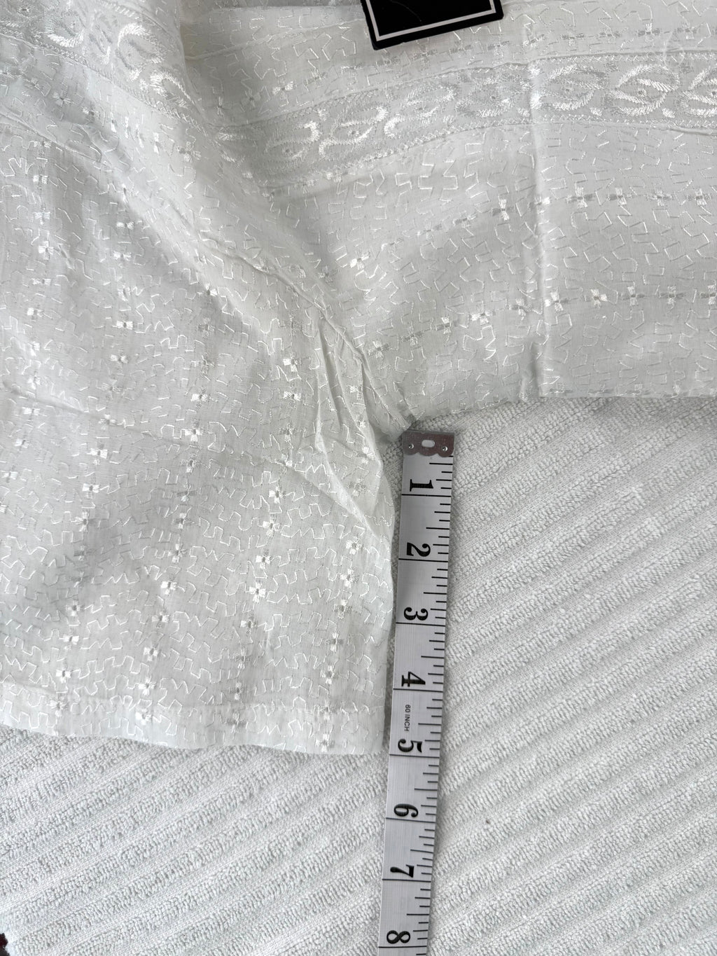 NWT 100% Cotton Embroidered Button-Front Top | Size M at Blue Sparrow Shop  measuring 5" sleeve