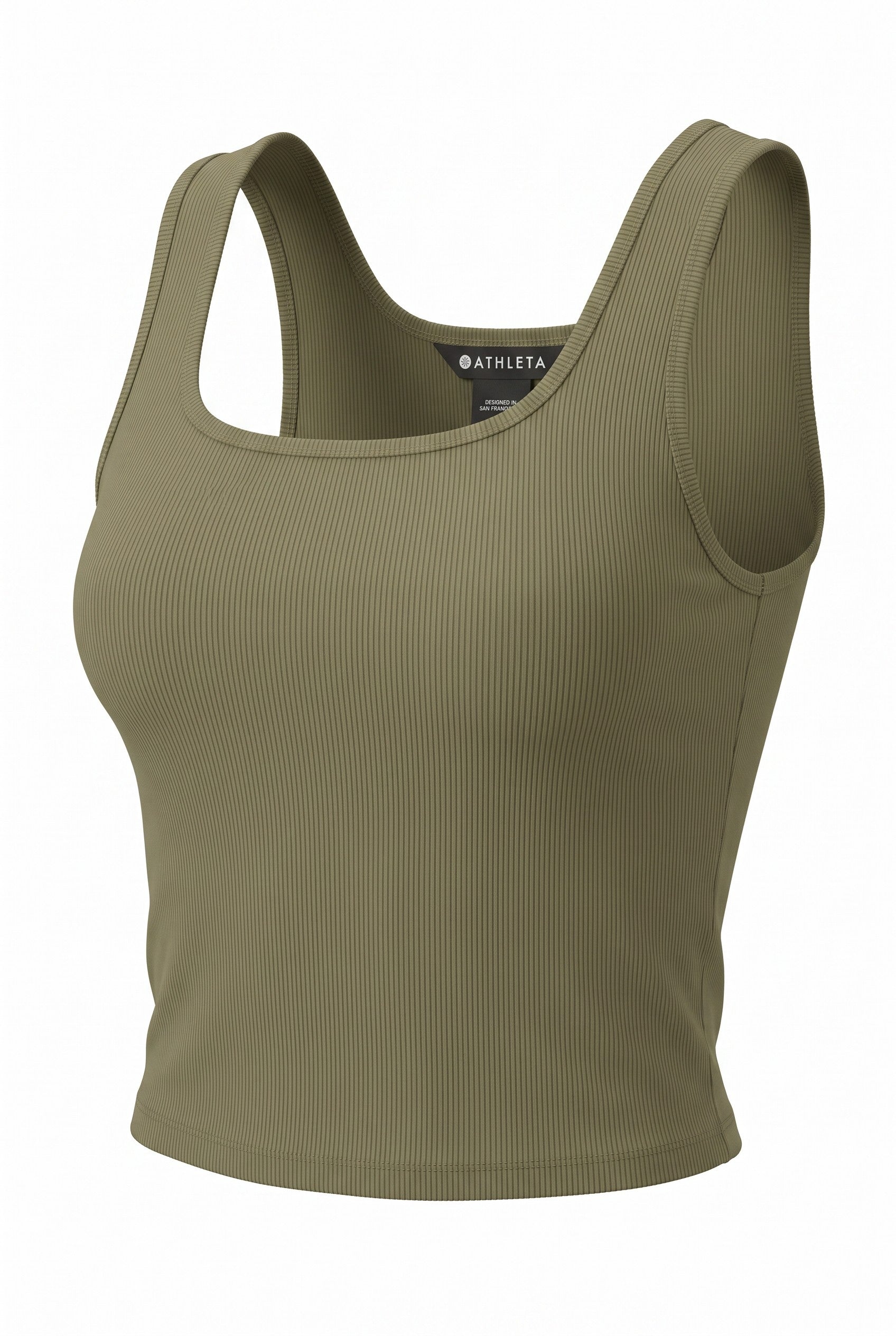 NWT Athleta Signature Rib Square-Neck Crop Tank | Size M on white background