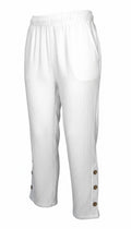 NWT Creation 100% Cotton Gauze Wide-Leg Pants — White | Button Hem Detail | Size XL at Blue Sparrow Shop