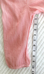 NWT Denver Hayes 100% Cotton Pink Stripe Peasant Blouse — Gathered Neck | 3/4 Sleeve | Size S at Blue Sparrow Shop measuring 10 sleeve