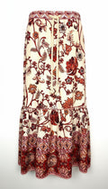 NWT House of Harlow 1960 — 55% Linen Cream Rust Floral Midi Skirt, Size L at Blue Sparrow Shop