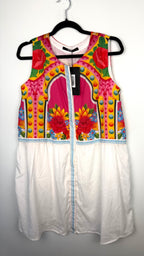 NWT Khaadi Colourful Floral Sleeveless Dress | Statement Summer Dress | Size M at Blue Sparrow Shop on hanger 