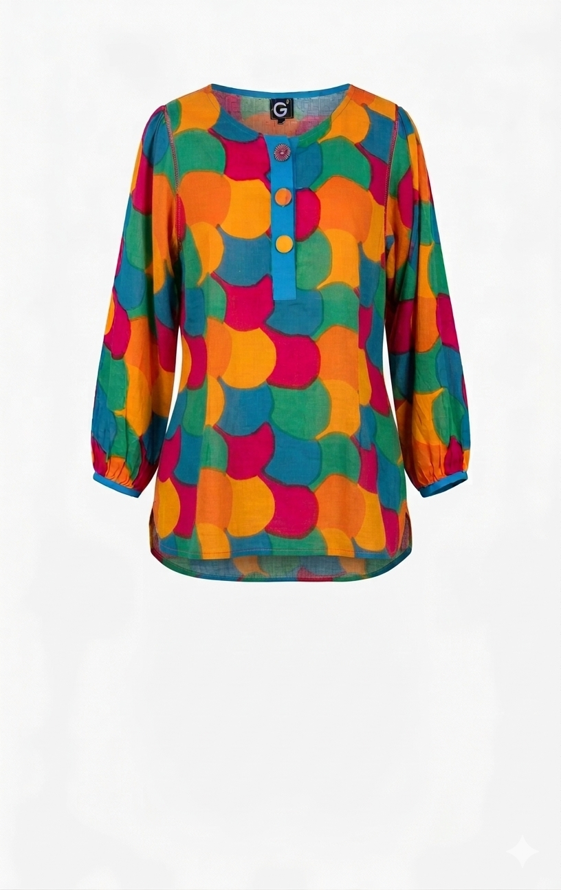 NWT Multicolour Tunic Blouse at Blue Sparrow Shop