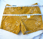 NWT Old Navy 100% Cotton Mustard Floral Print Chino Shorts — 5" | Size 12 at Blue Sparrow Shop measuring 37" waist and 44" hips