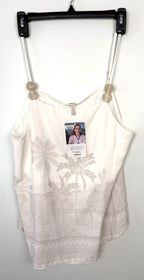 NWT Palm Tree Embroidered Cami | Size L at Blue Sparrow Shop on hanger