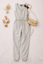NWT Silver brand jumpsuit at Blue Sparrow Shop on flatlay with purse and shoes