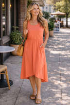 NWT SweetLegs Maxi Dress at Blue Sparrow Shop on woman outside 