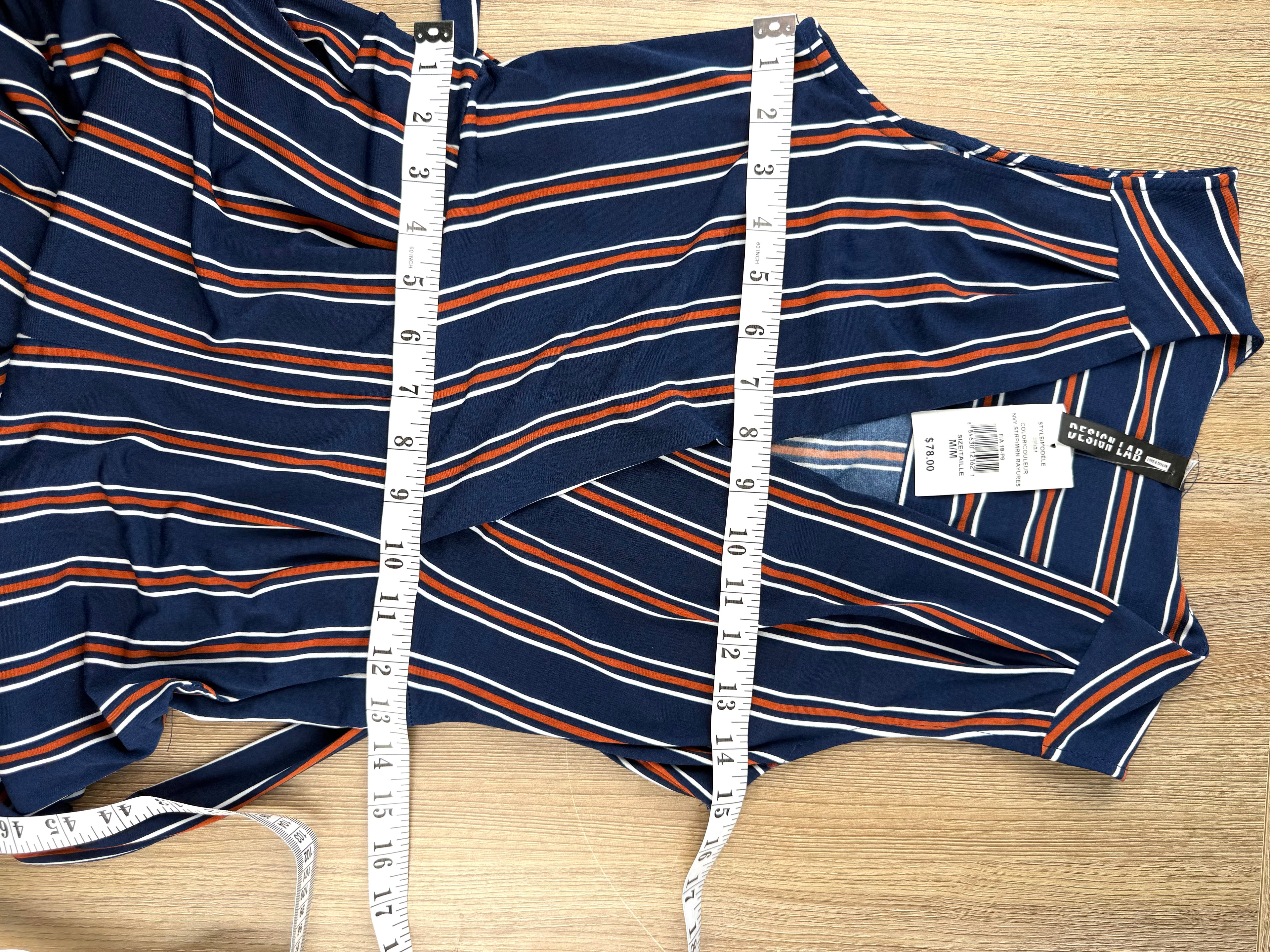 NWT Vision Lab Navy Striped Wide Leg Jumpsuit for Women 30" bust 26" waist