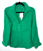 NWT Zara 100% Linen Shirt | Size M at Blue Sparrow Shop  on hanger