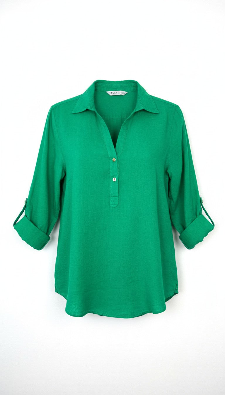 NWT Zara 100% Linen Shirt | Size M at Blue Sparrow Shop 