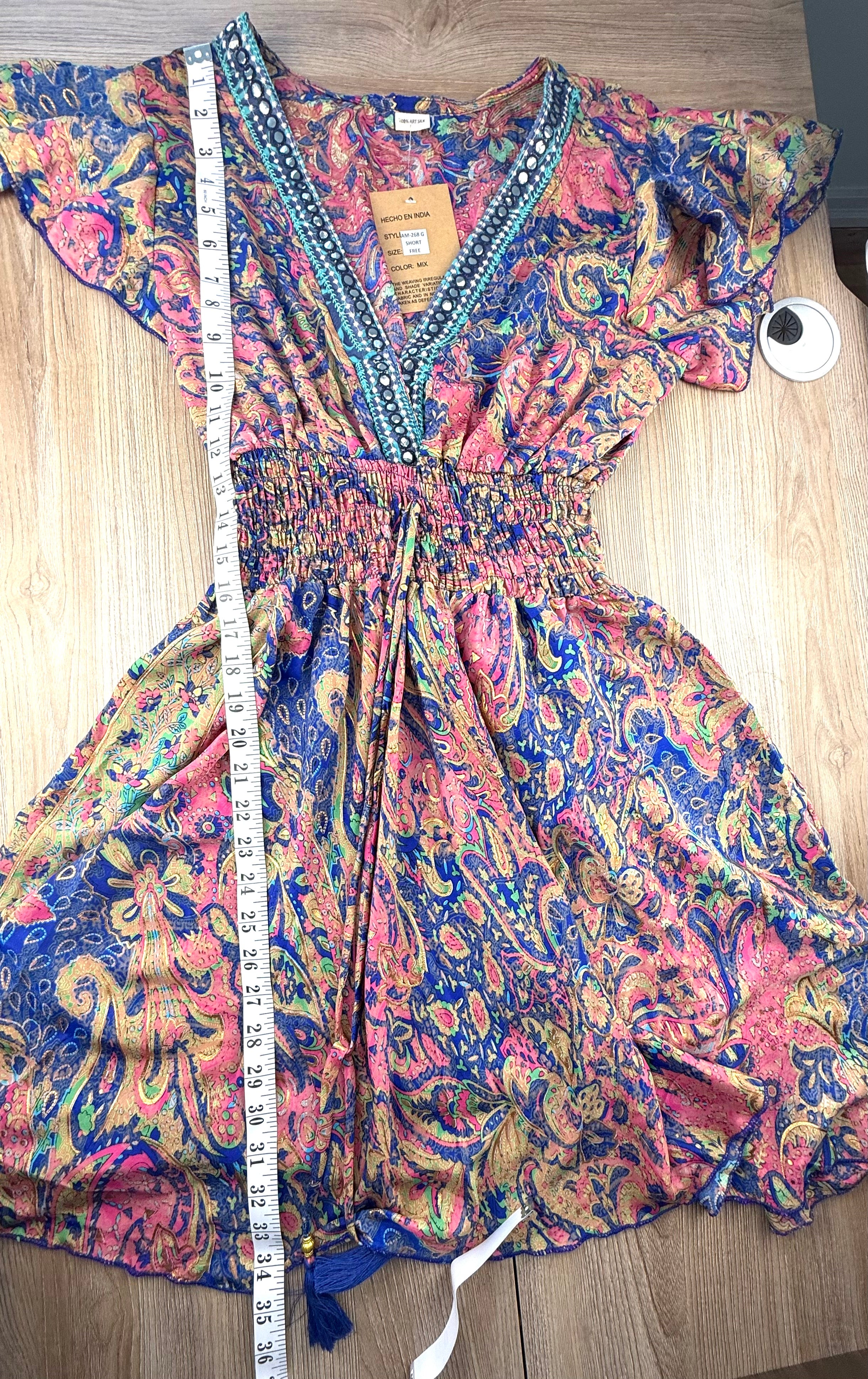 NWT boho paisley festival dress measuring 34" shoulder to hem 
