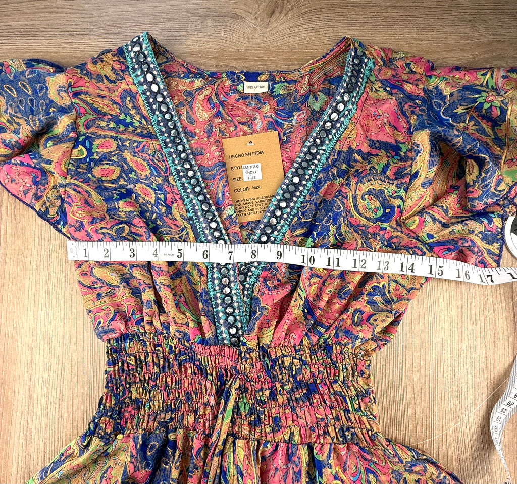 NWT boho paisley festival dress measuring about 30" bust 