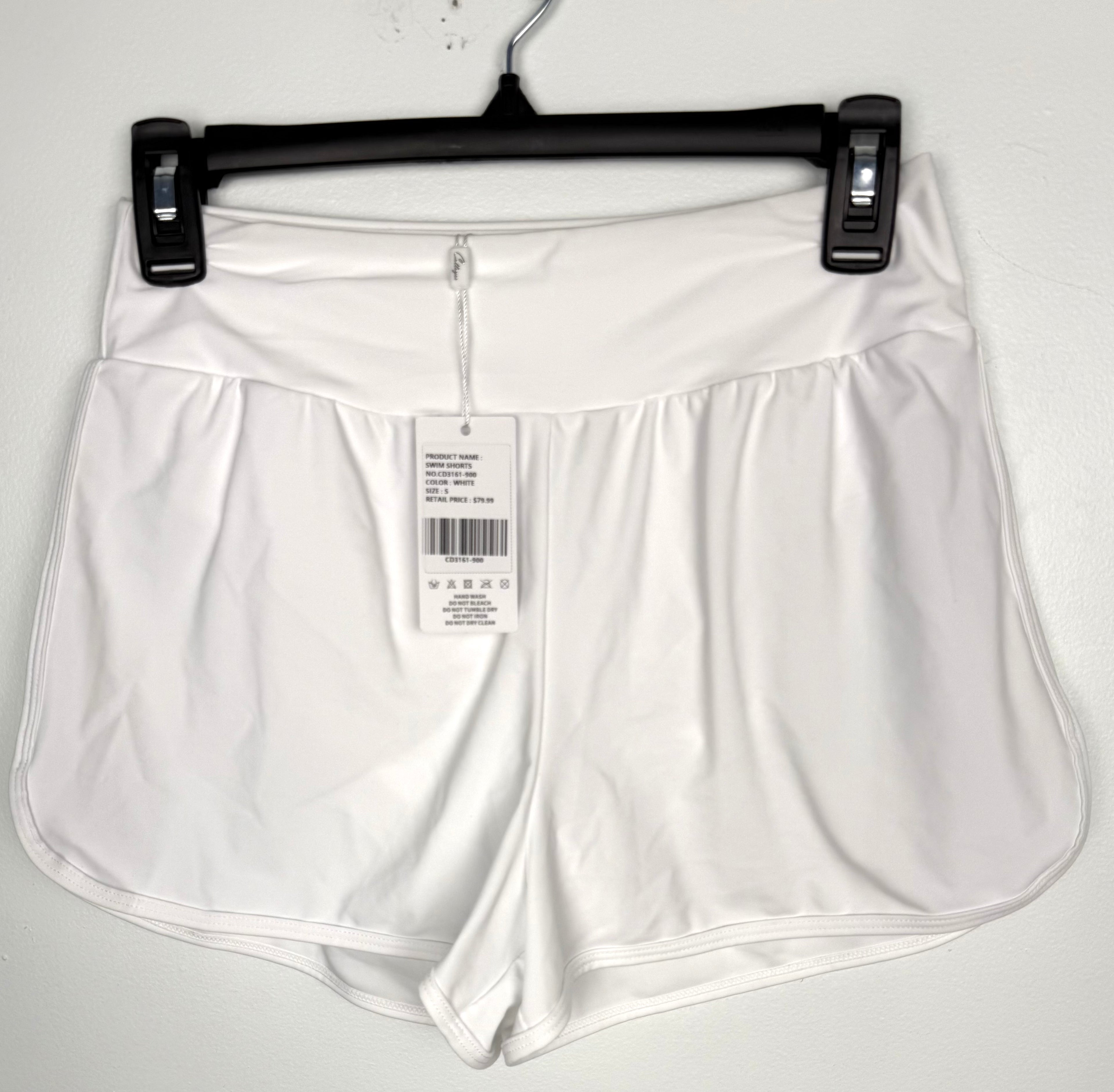 NWT white swim trunks size small compare at 79.99 at Blue Sparrow Resale Shop  on hanger
