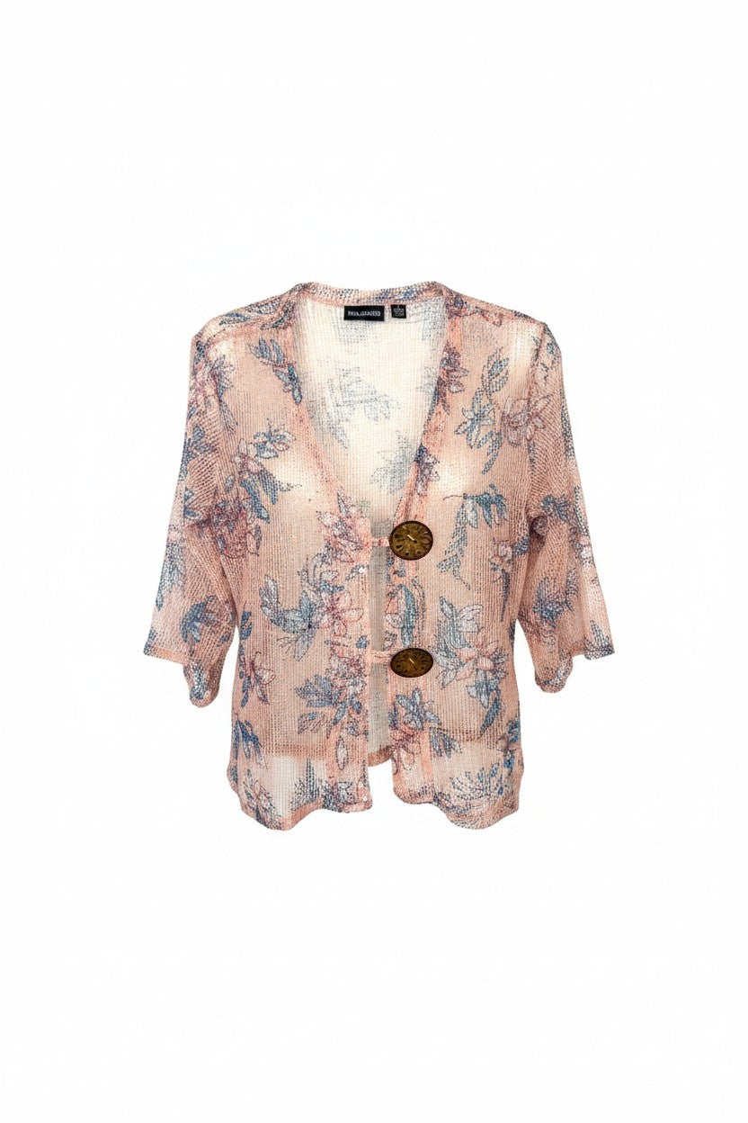 Nina Leonard Mesh Lightweight Cardigan| Size L at Blue Sparrow Shop  on white background