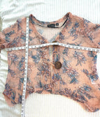 Nina Leonard Mesh Lightweight Cardigan| Size L at Blue Sparrow Shop  measuring 50" bust and 24" shoulder to hem 