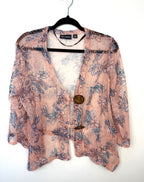 Nina Leonard Mesh Lightweight Cardigan| Size L at Blue Sparrow Shop  on hanger