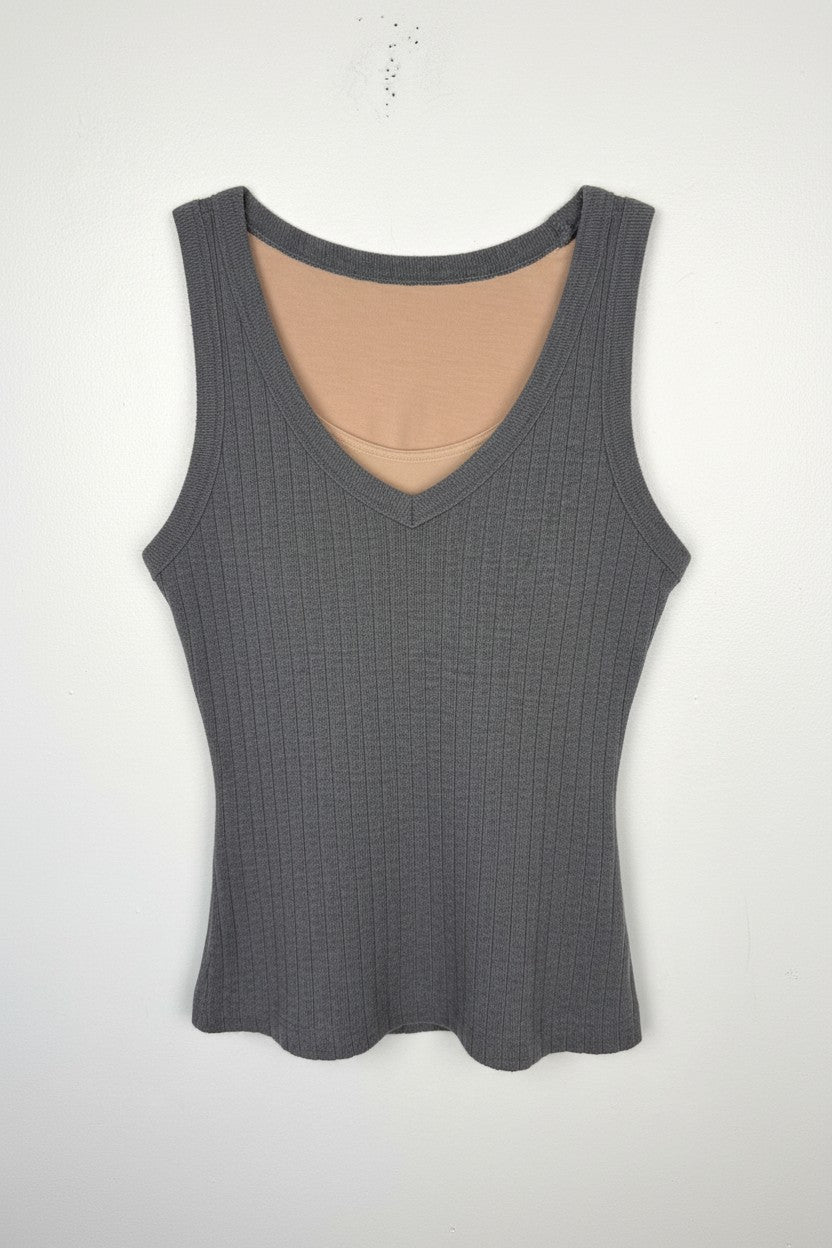 OGL Brami Ribbed Tank with Built in Bra | Size S at Blue Sparrow Shop on white background 