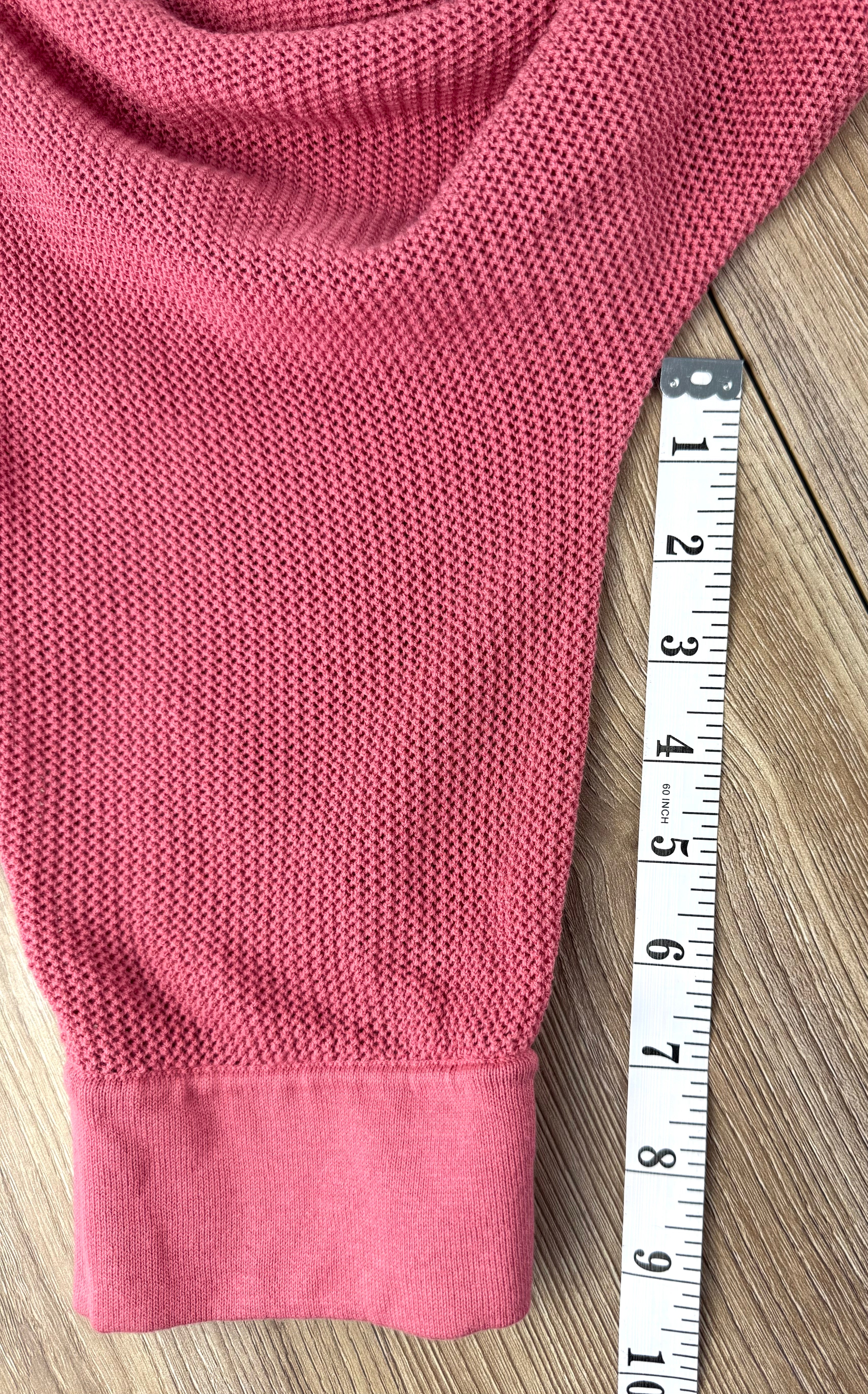 Olsen 100% Cotton Open Mesh Knit Cardigan at Blue Sparrow Shop measuring 10" sleeve