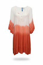Ombre Boho Tunic Dress - 100% Rayon with Crochet Detail Size Medium at Blue Sparrow Shop on white background