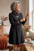 Organic Cotton Toad & Co Tunic Dress | Size M on woman with grey curly hair looking out window