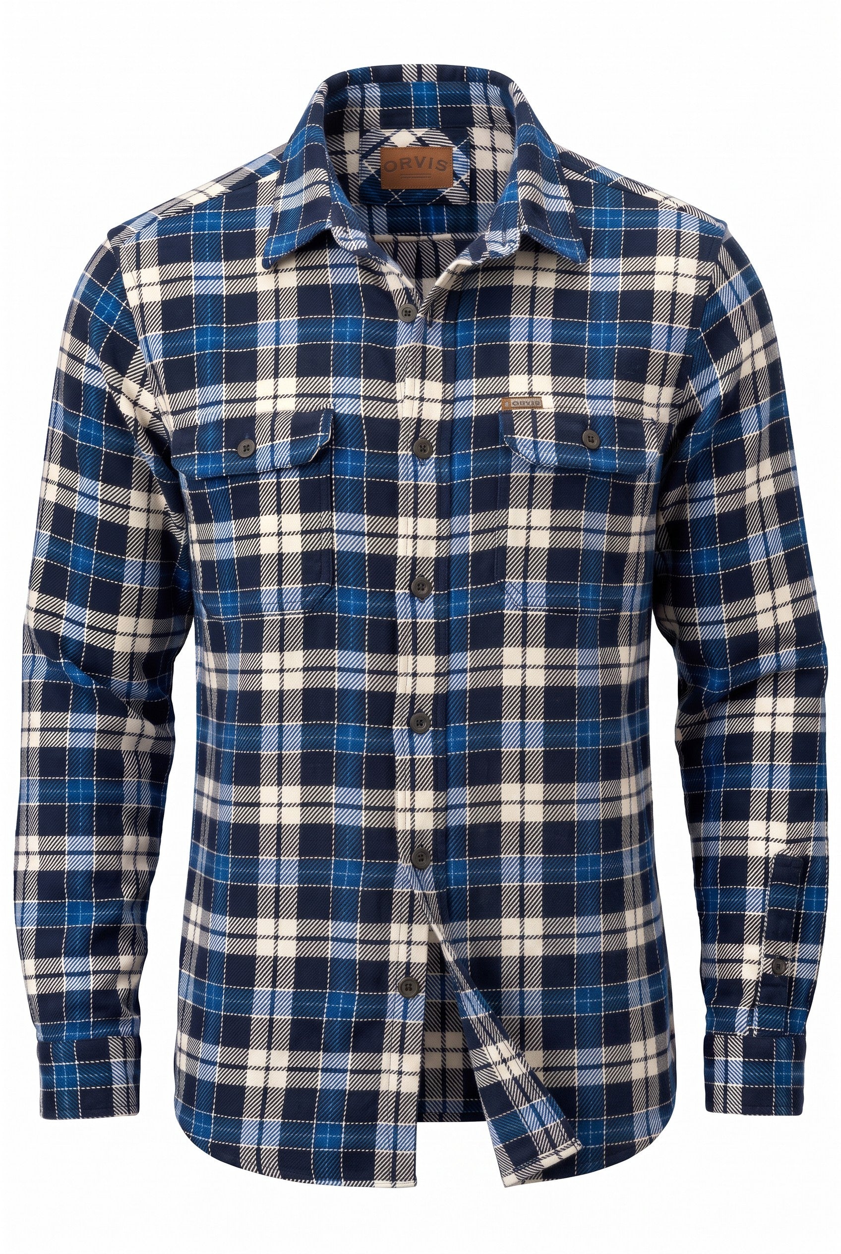 Orvis 100% Cotton Plaid Shacket | Mens M on white background