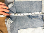 Oversized Celebrity Pink Patchwork Denim Shortalls  measuring 12" inseam 