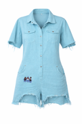Oversized Denim Romper | Jumpsuit | Size XL at Blue Sparrow Shop