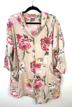 Oversized cottagecore floral jacket with hood and pockets slow fashion