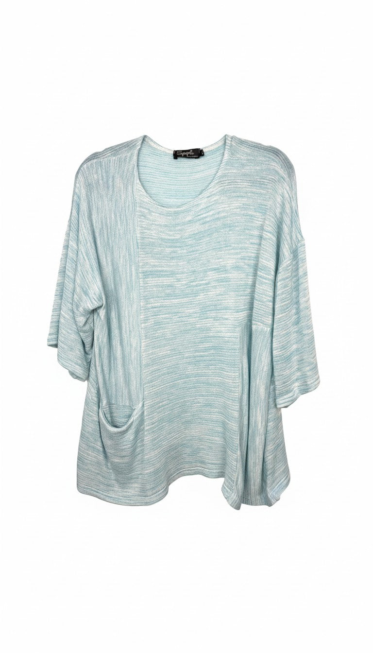 Pale_Blue_Sympli_Knit_Tunic_Top_with_front_pocket_detail_at Blue Sparrow Shop