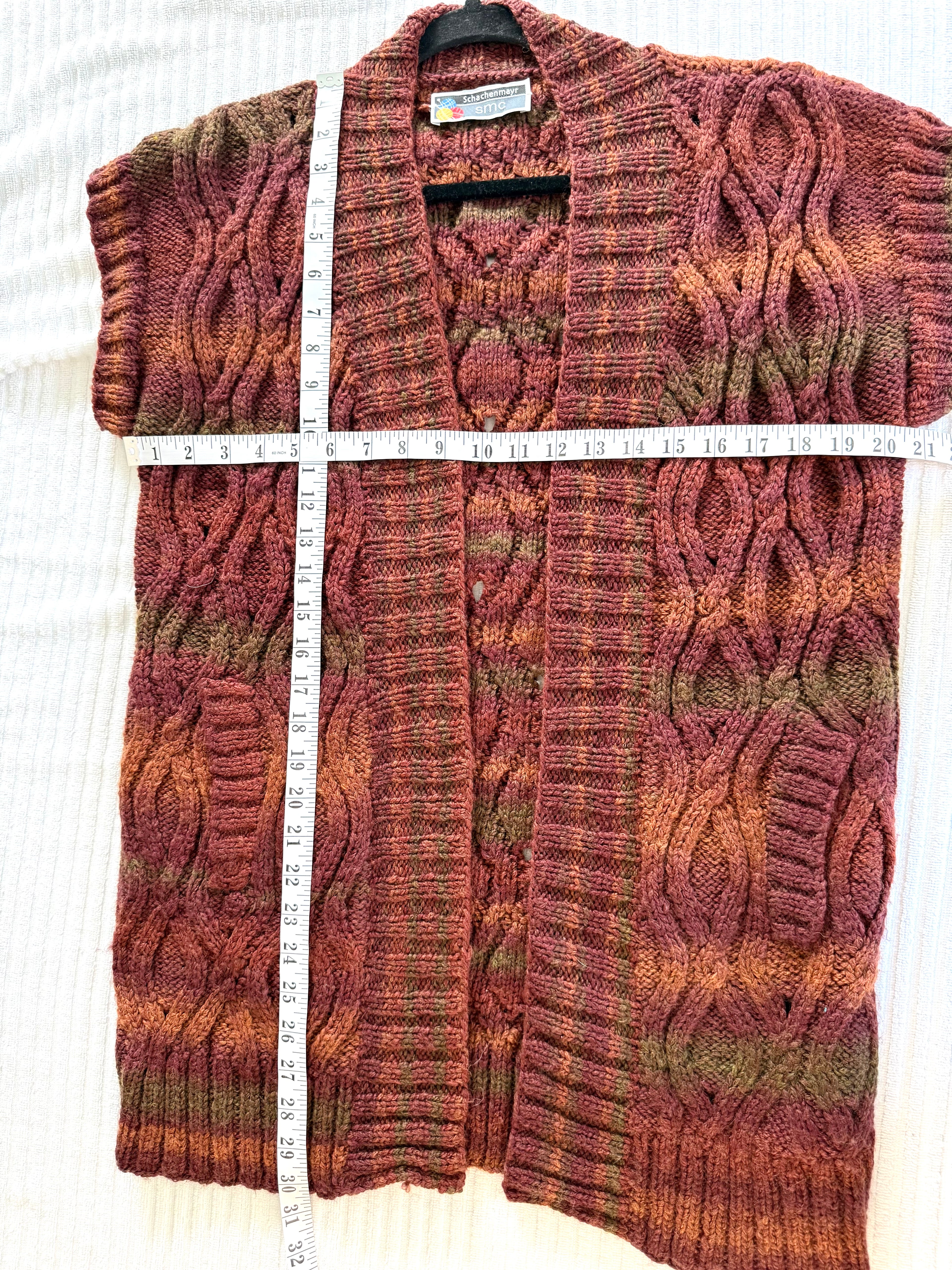 Paprika coloured Handmade Cardigan | Size S measuring 40" bust and 30" length