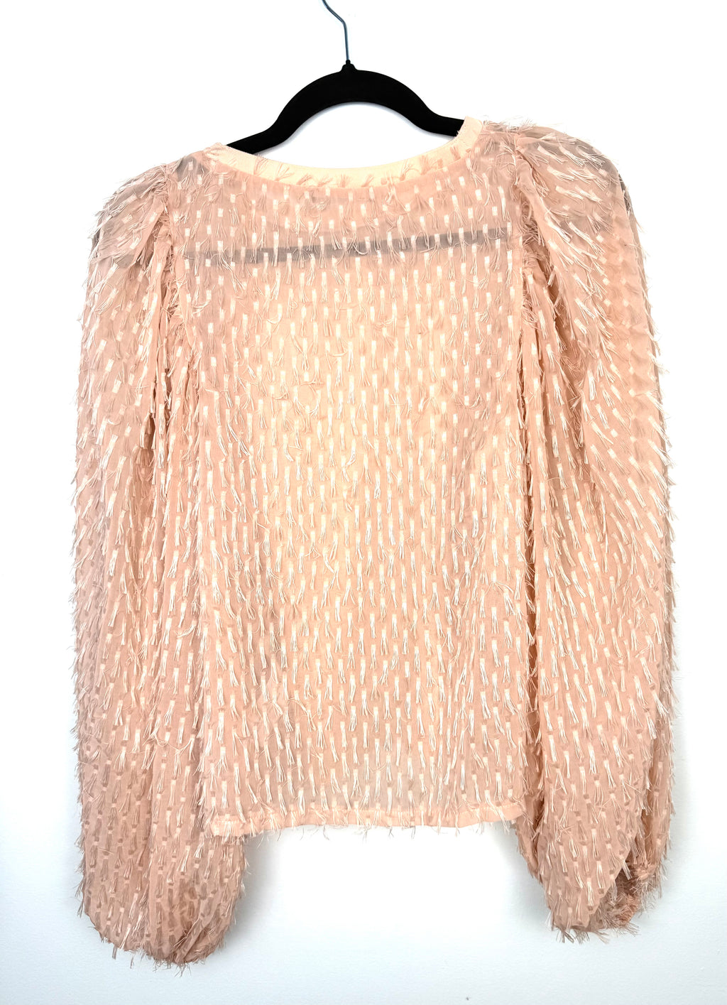 Parisean inspired Zara feathery top - romantic, feminine style top back view 
