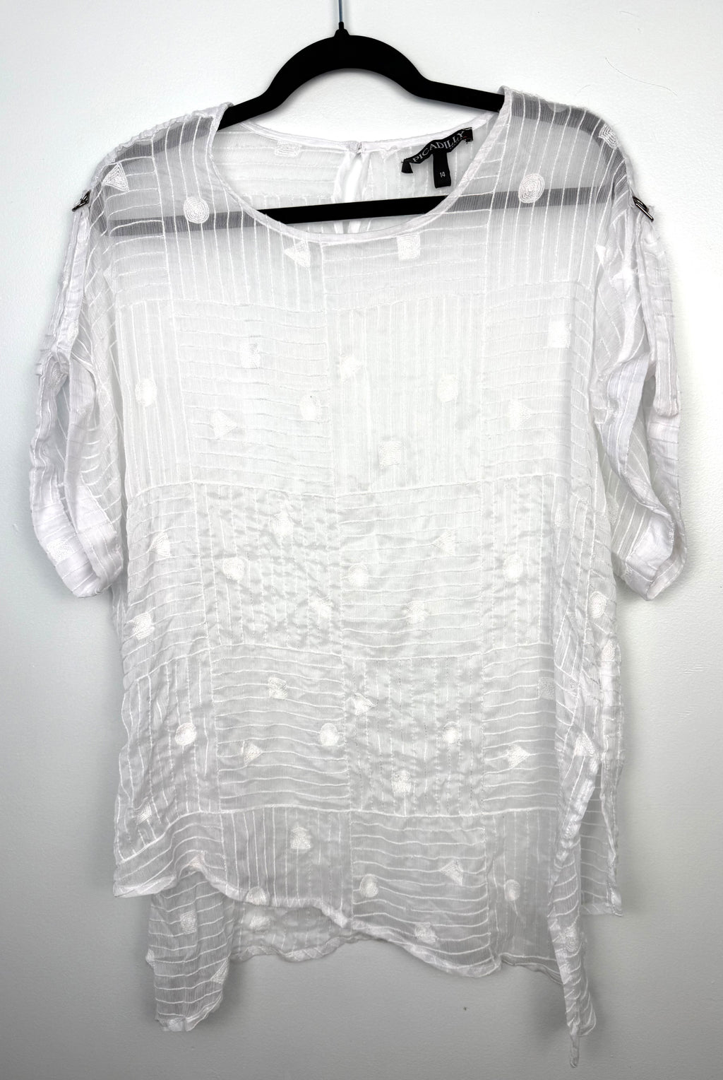 Picadilly Canada Textured Sheer Top  on hanger