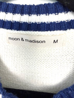Pickleball varsity cropped knit top in cream and navy label size M by Moon and Madison